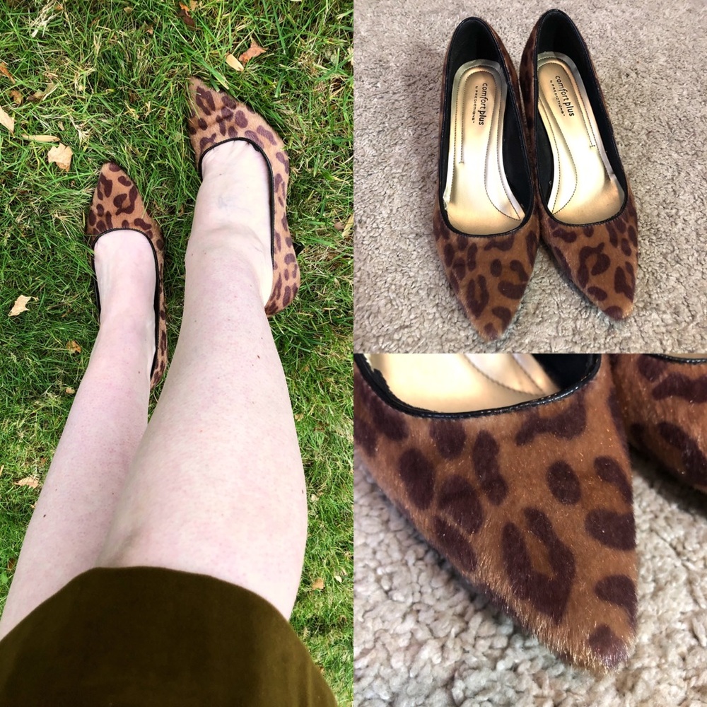 Classic Fuzzy Leopard Print Pointed Toe Heel